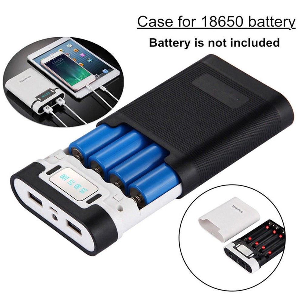 4*18650 DIY Power Bank Case with Dual USB Ports 5V/2.5A 2000-12000mAh
