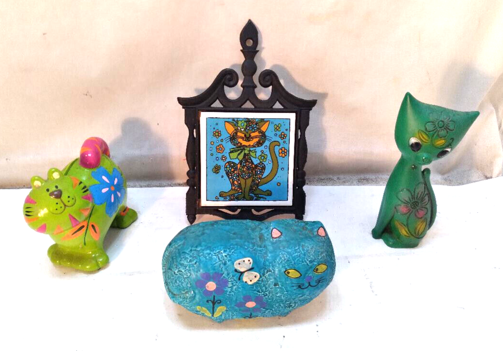 (3) Mid Century Modern Carnival Prize Cat Chalkware Banks Holt Howard CAT TRIVET