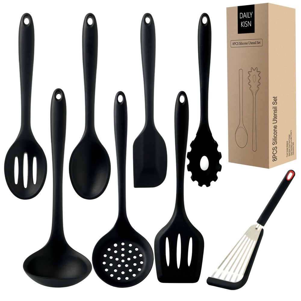 Silicone Kitchen Utensils Set, 8 PCS Heat Resistant Non Stick Cooking Tools, ...