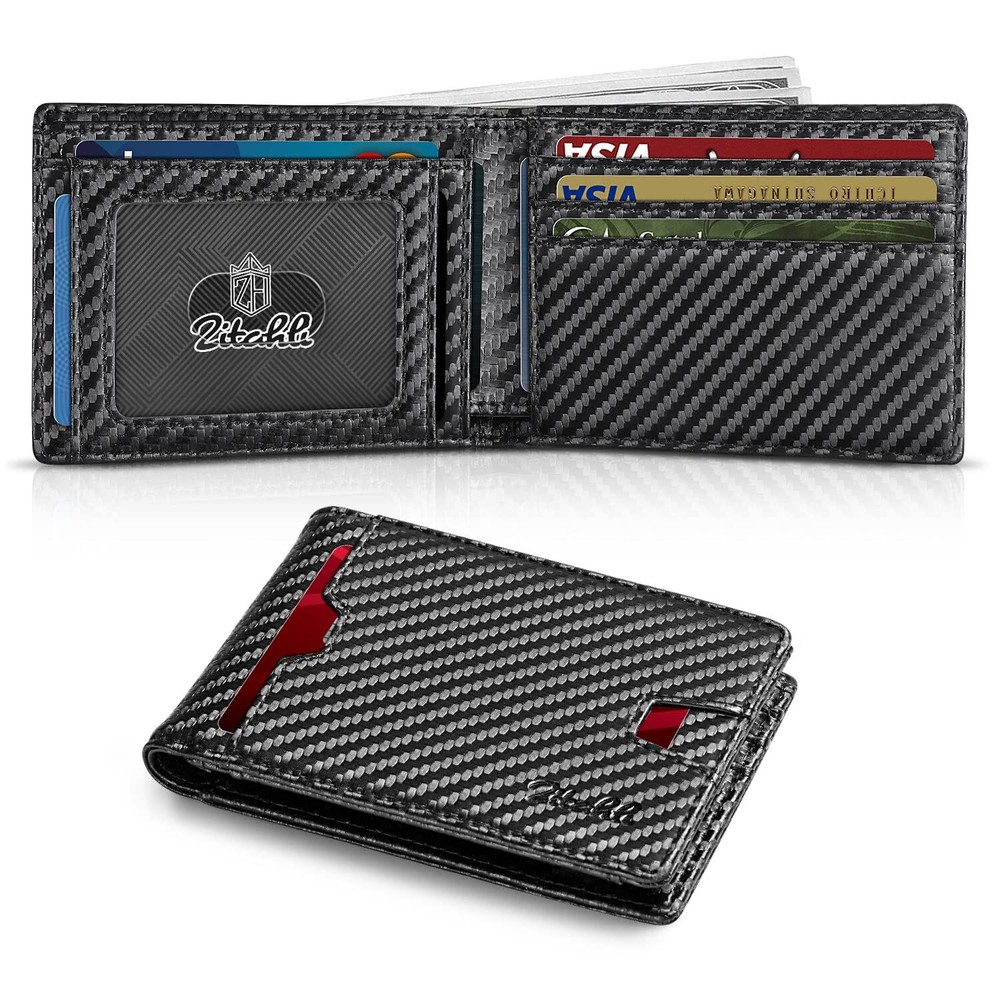 Slim RFID-Blocking Leather Wallet for Men – Minimalist Bifold Credit Card Holder