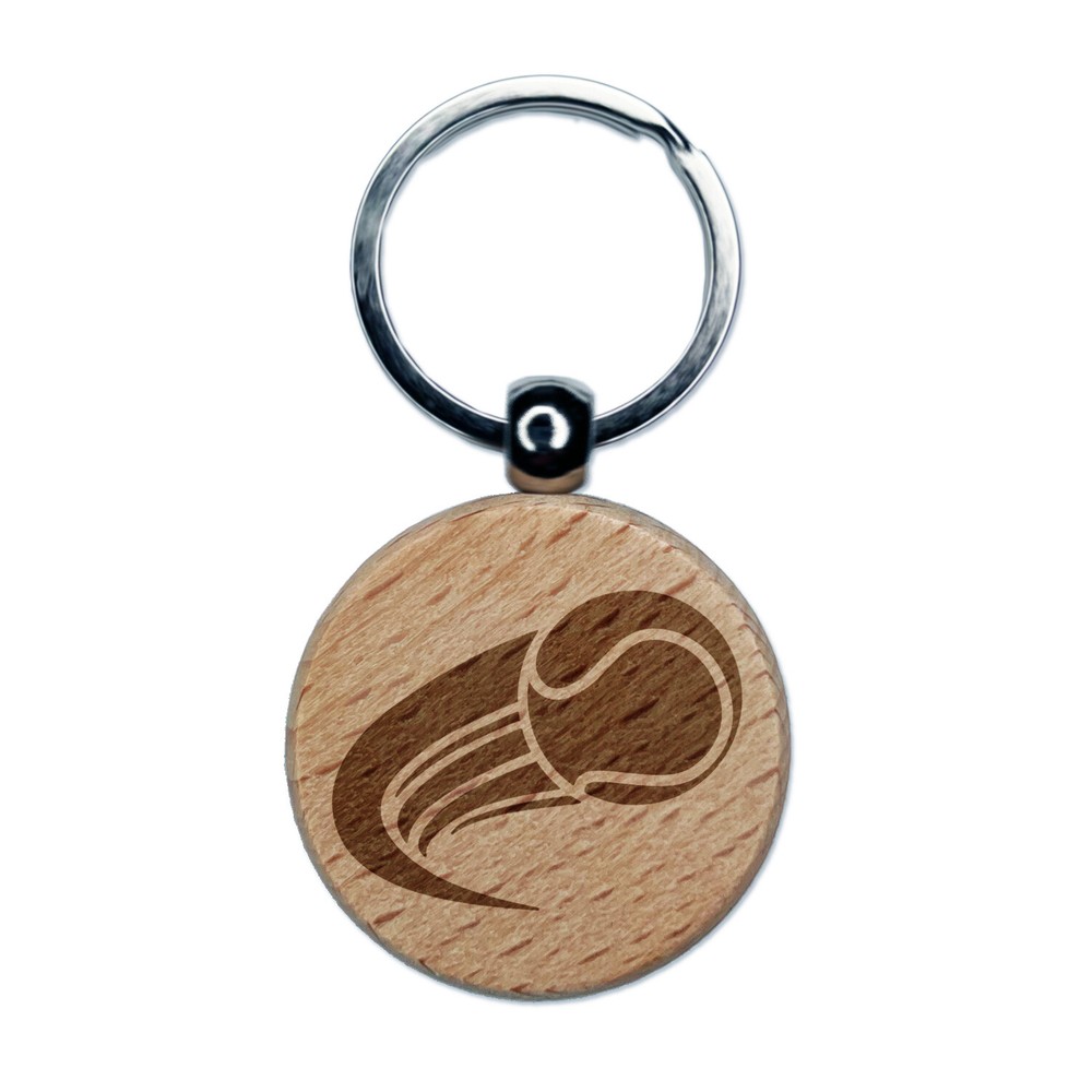 Engraved Wood Tennis Ball Keychain Sports Motion Charm