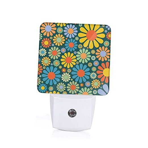 Hippie Flower Night Lights Plug in LED Dusk to Dawn Auto Sensor Night Lamp for