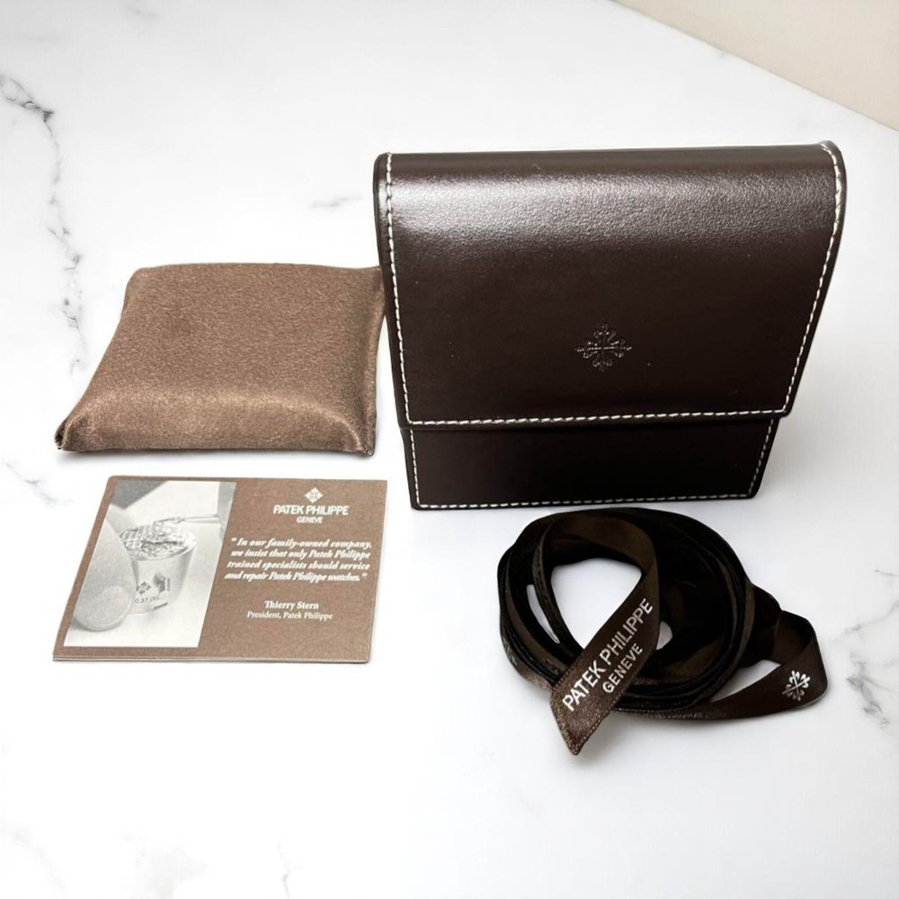 Patek Philippe Dark Brown Leather Travel Pouch Storage Case #655