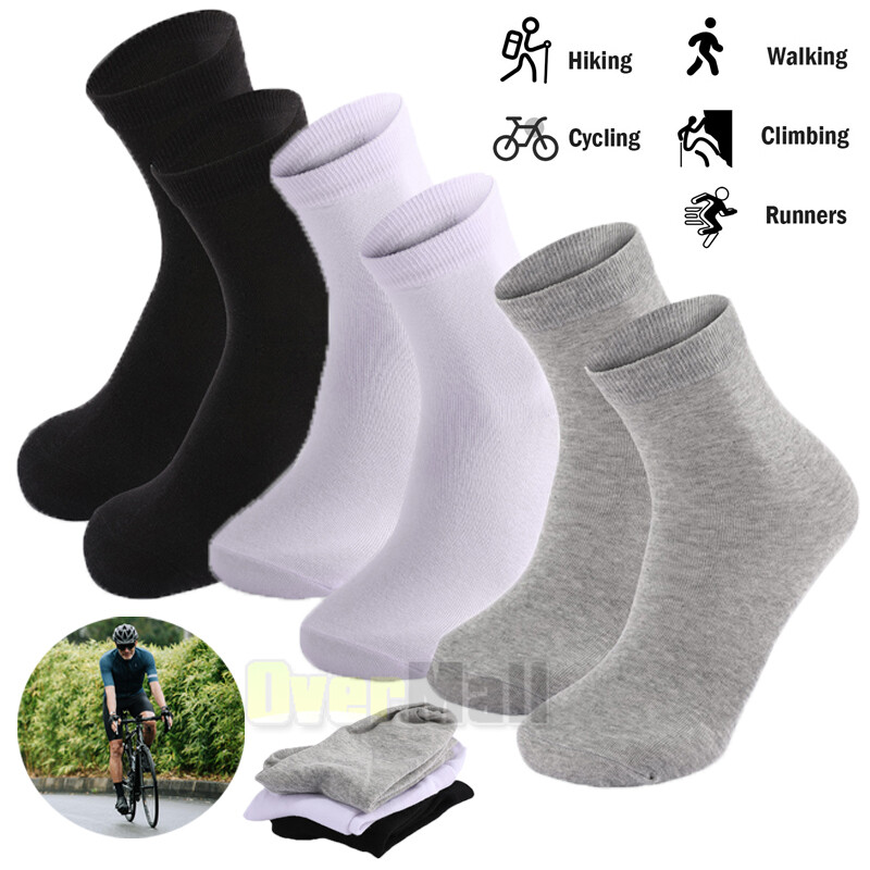 6 Pairs Mens Plain Solid Cotton Sports Ankle/Quarter Crew Athletic Socks Casual