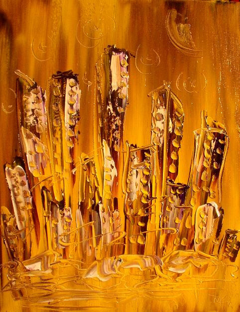 Golden City   Abstract Modern CANVAS Original Oil Painting h7RE5yTH5y