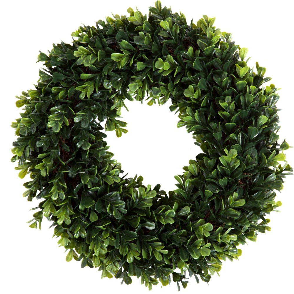 12-Inch UV Resistant Round Boxwood Wreath for Spring Summer Fall Decor