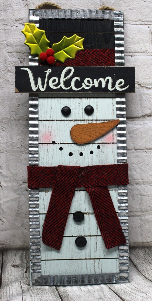 Wooden Fence Frosty The Snowmen Wall Hanging Decoration 19