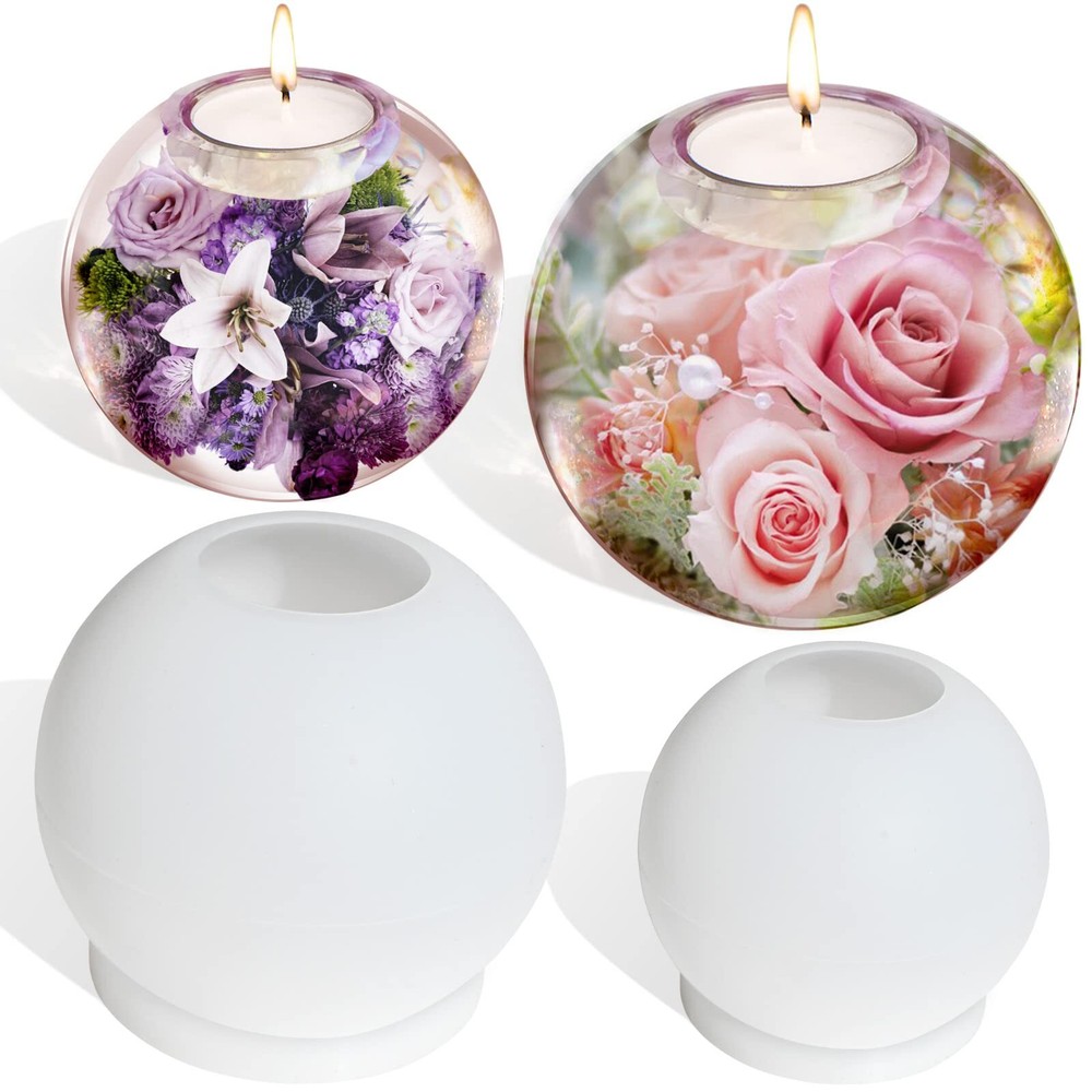 2 Pcs Round Resin Molds for DIY Tea Light Candle Making