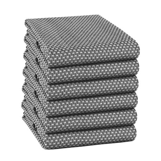 Kitchen Towels 100% Cotton Dotted Dish Towels, Soft Tea Towels Set of 6 Grey