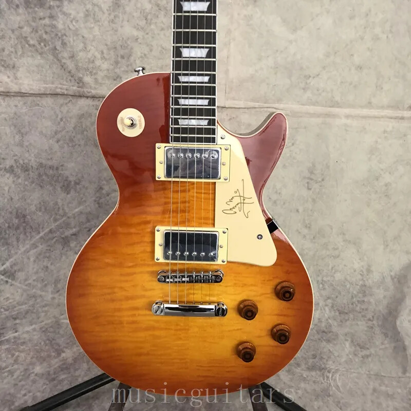 High Quality 6-string Electric Guitar Flame Maple Top Chrome-plated Hardware