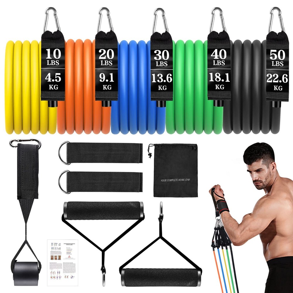 Resistance Bands Set, Exercise Bands Strength Training Fitness Bands Workout ...