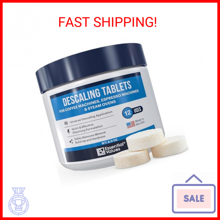 Essential Values Coffee Cleaner Descaling Tablets - 12 Count for Coffee Machines
