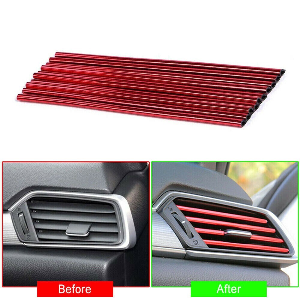 10Pcs Car Interior Air Conditioner Outlet Decoration Stripes Cover Accessories
