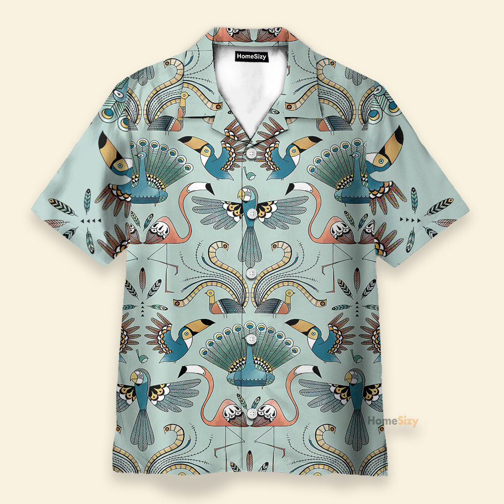 Flamingo Mens Buttons Up Shirts   Hawaiian Shirt Beach Shorts