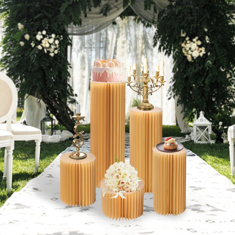 5pcs Table Paper Art Decoration Foldable Paper Columns Display Wedding Supplies