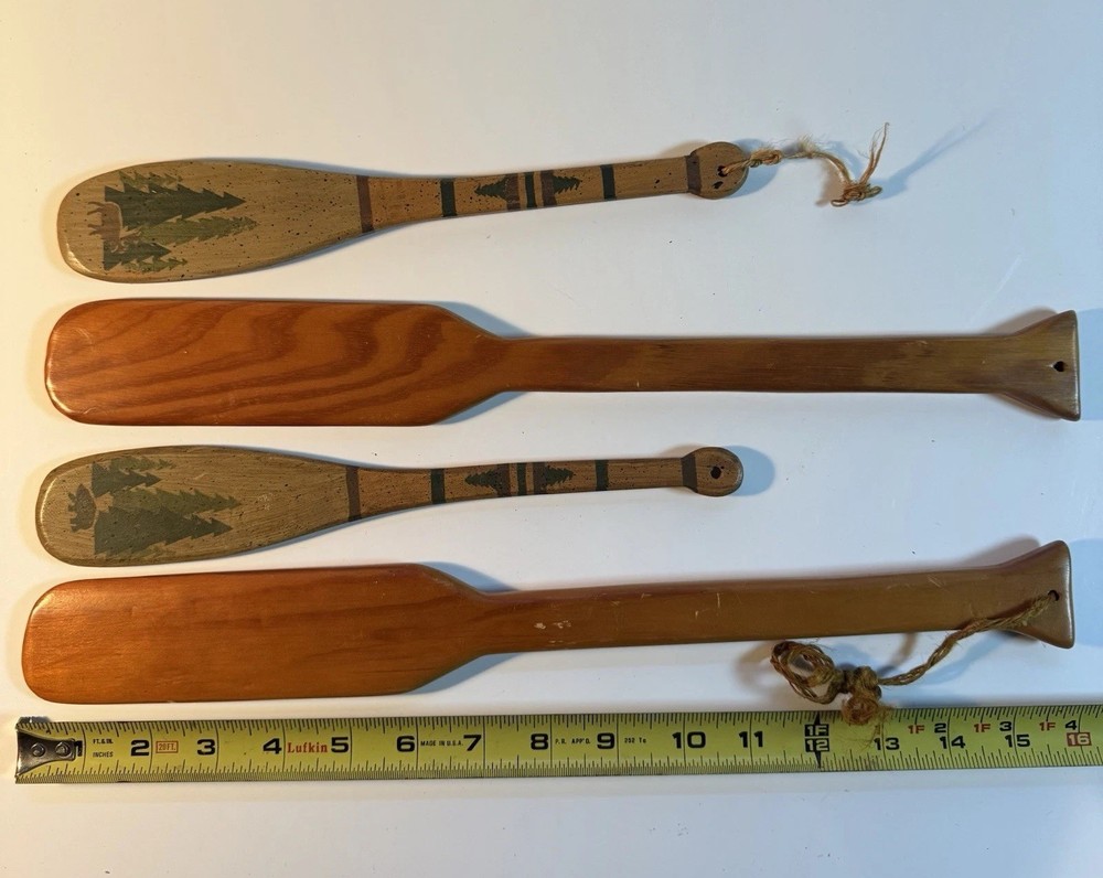 Wooden Mini Canoe Paddle Wall Decorations 11 And 14” Set If Four (4)