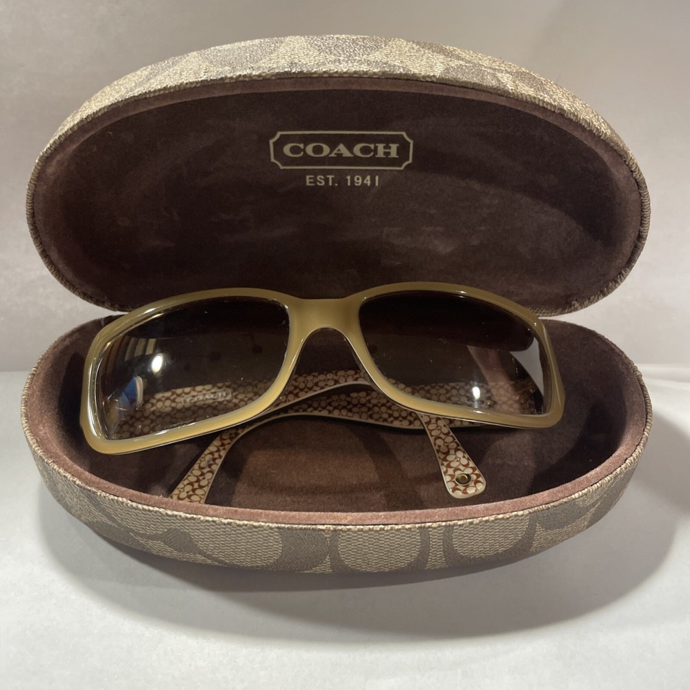 Vintage Coach Monogram Delphine S443 Caramel Glasses W/ Case