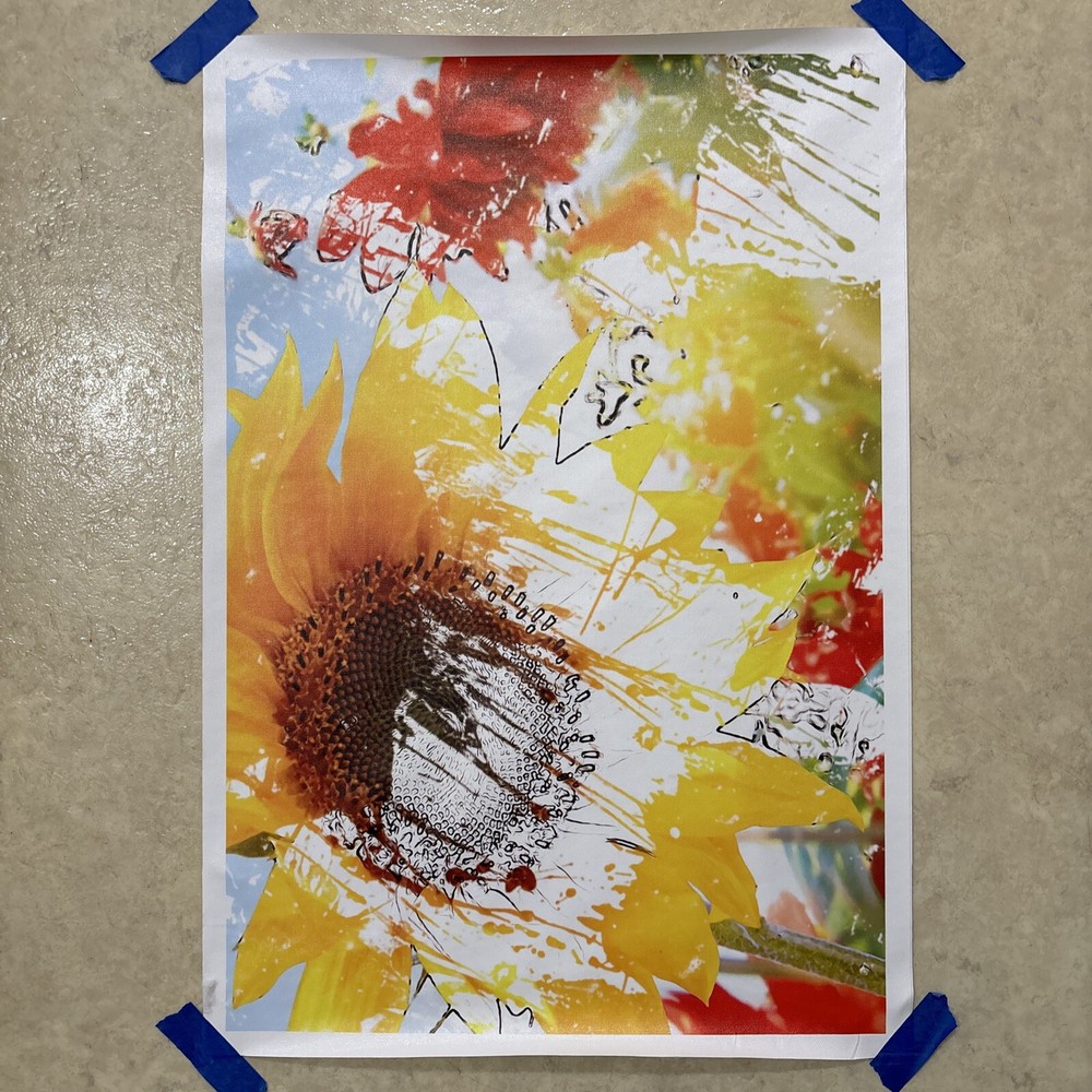 Sunflower Abstract Art Colorful ✅ Poster Print Canvas Wall Art ✅ 16x24 Unframed