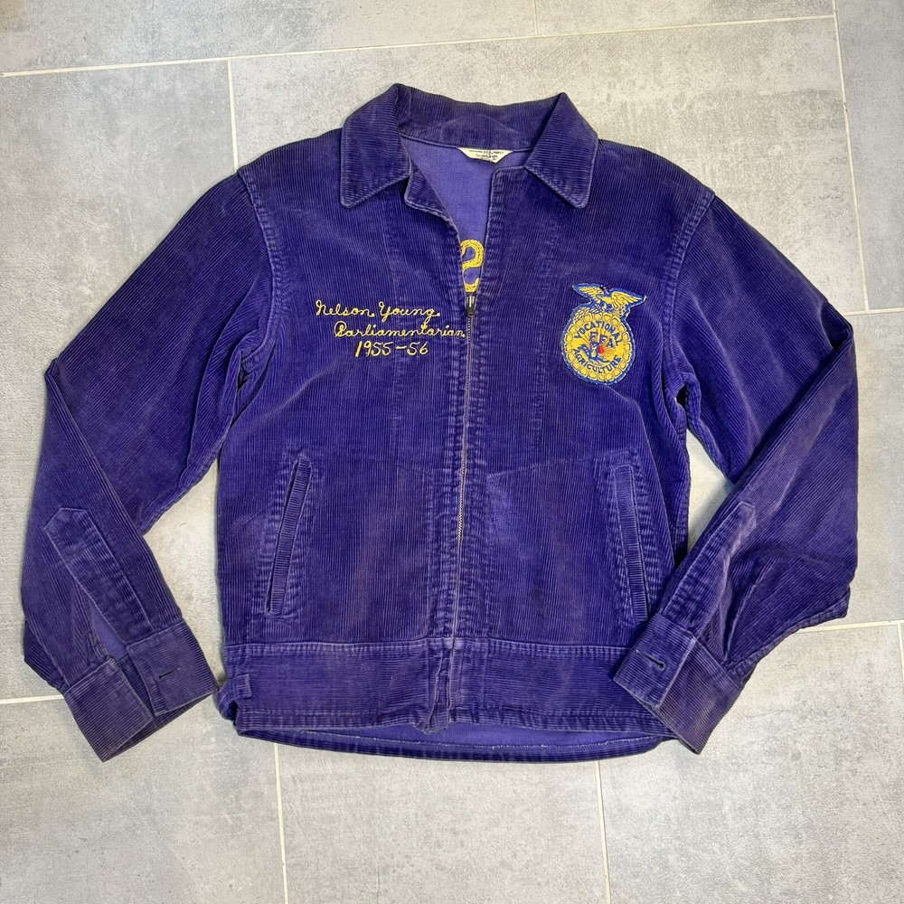 Vintage 1950s FFA Blue/Purple Corduroy Jacket - Sikes, Louisiana
