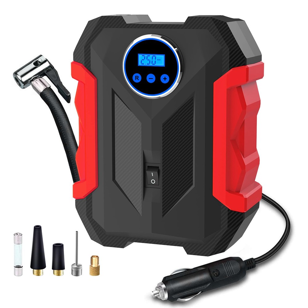 Portable Digital Air Compressor for Car Tires with LED Light Auto Pump