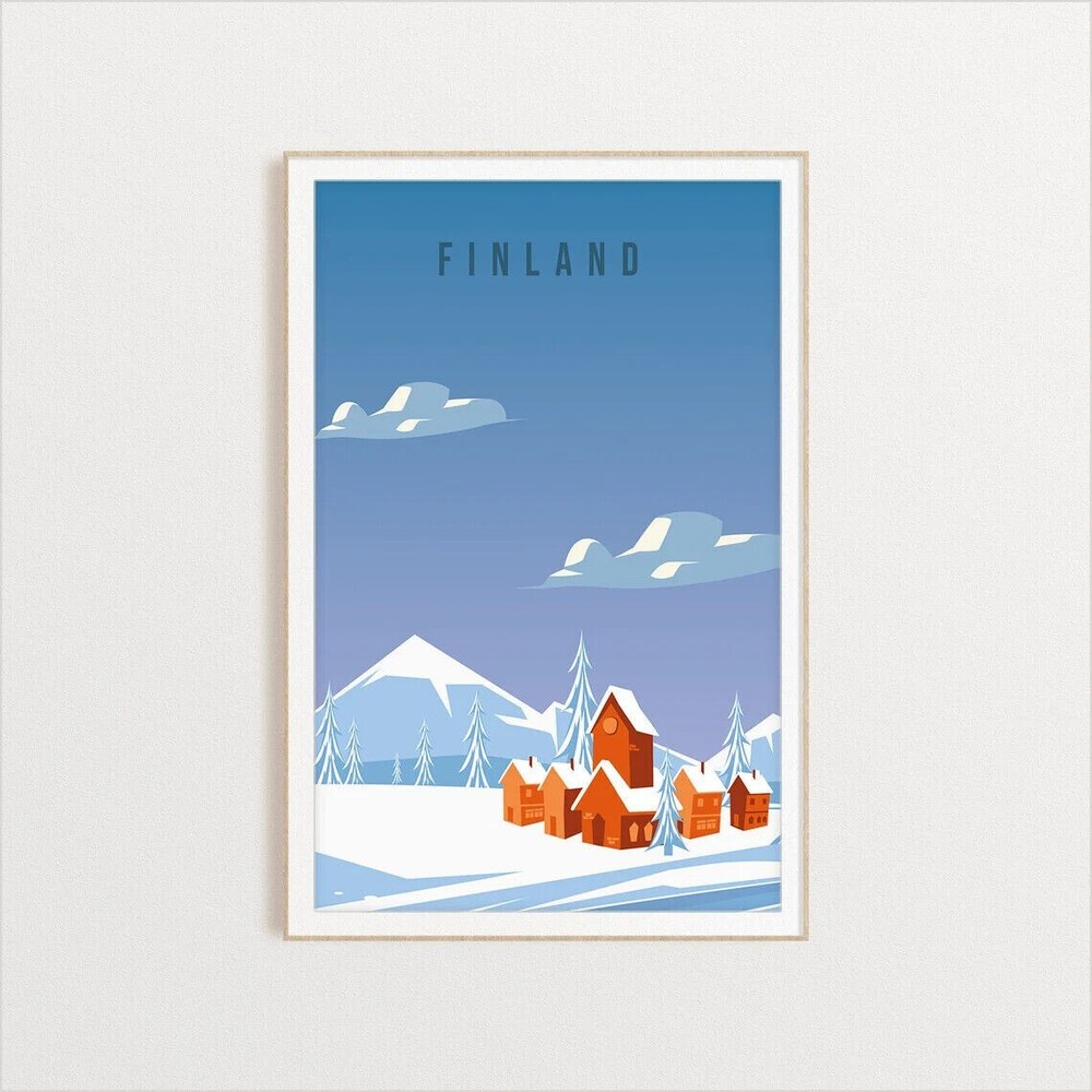 Finland Travel Illustration poster Choose your Size