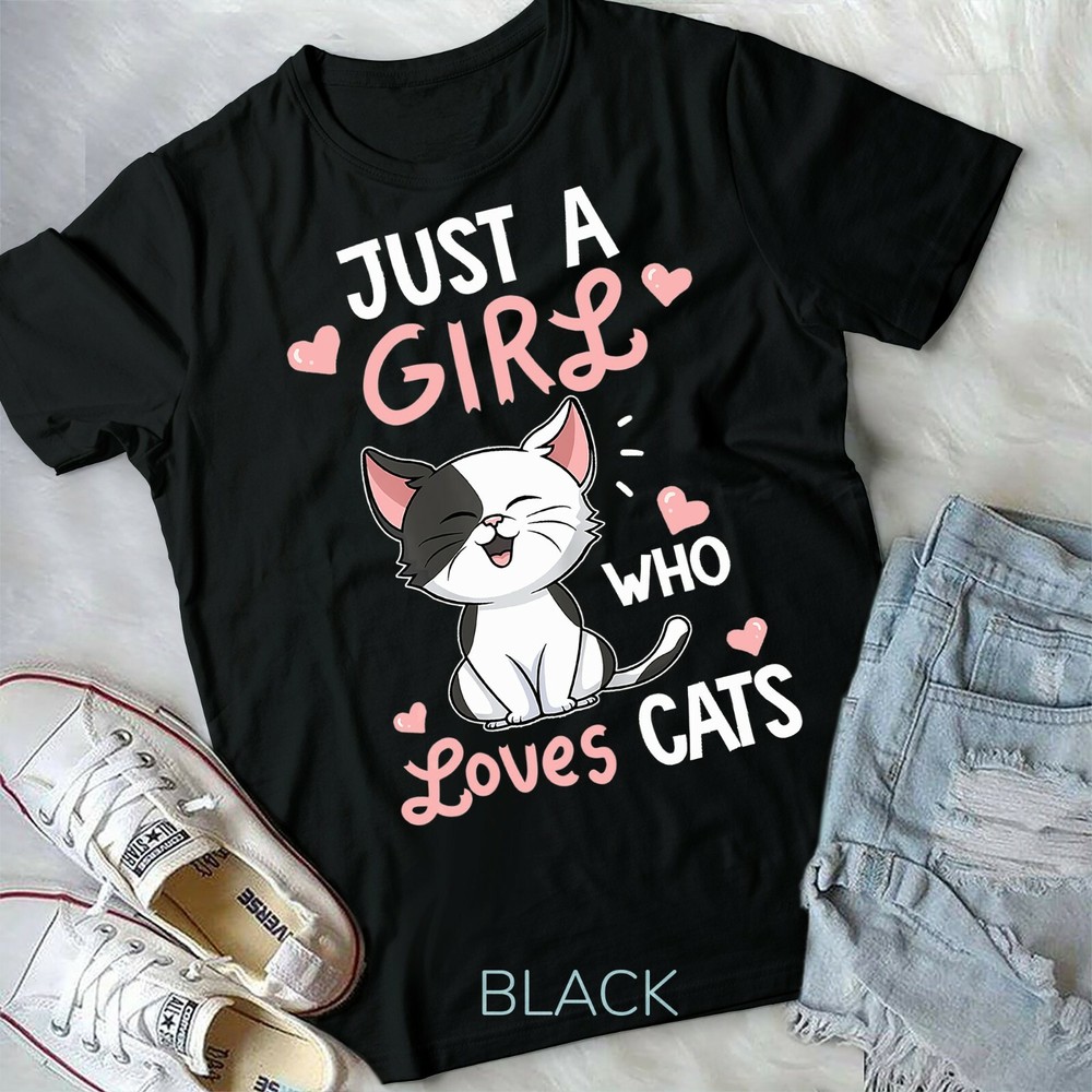 Just A Girl Who Loves Cats Tshirt Cute Cat Lover Gifts Unisex Form T-Shirt