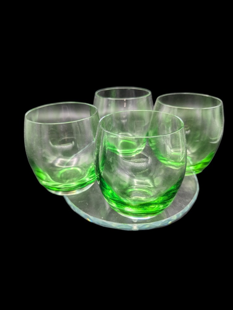Lime Green Roly Poly 7 oz Cocktail Glasses Set of 4 for Fun Drinks