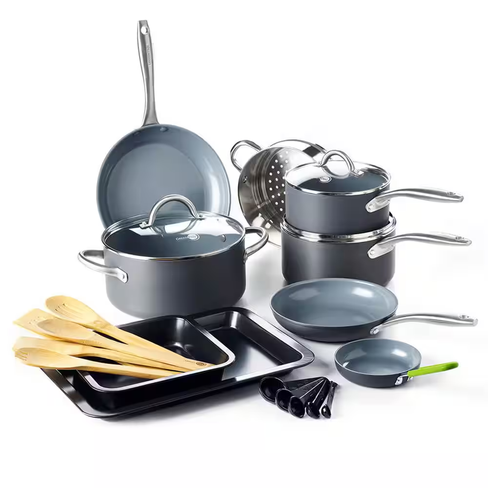 Greenpan 18 Piece Aluminum Hard Anodized Ceramic Steel Nonstick Cookware Set
