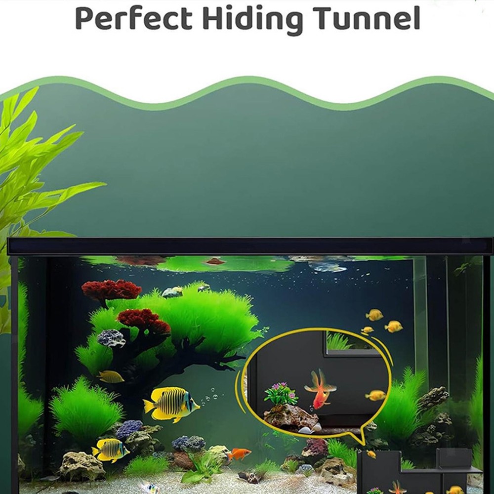Aquarium Tunnel Decor Double Entry Fish Hideout for Multiple Uses  