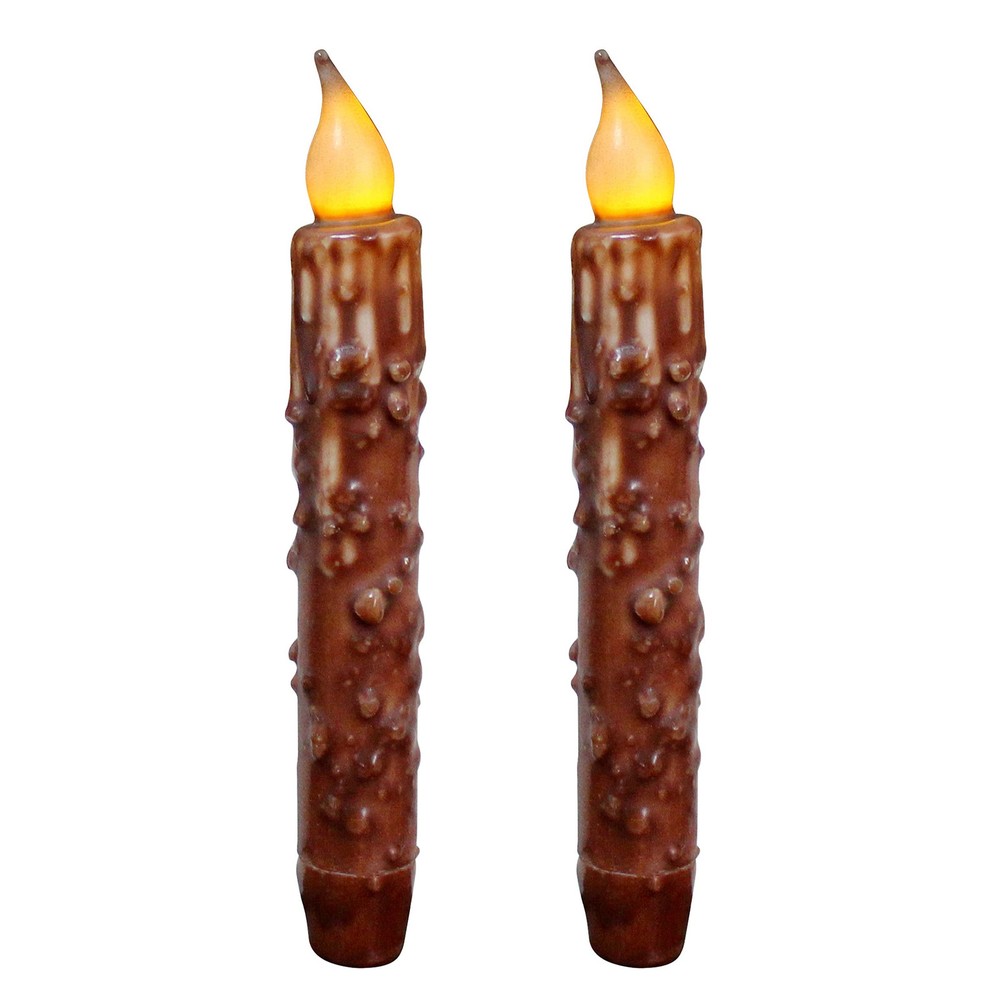 Real Wax LED Timer Taper Candles with Hand-Dipped Details Battery-Operated Set  