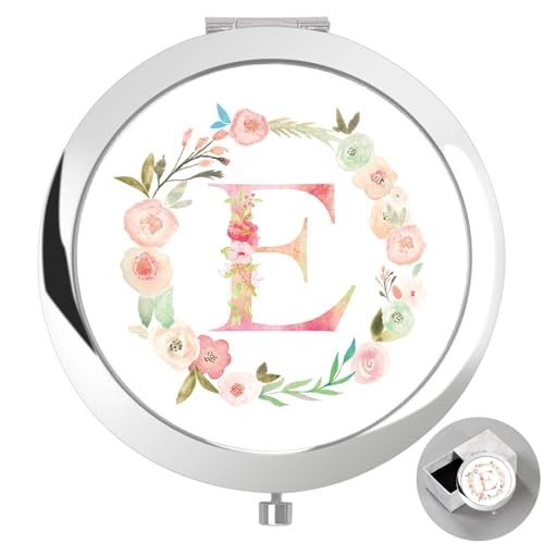 Personalized Initial Compact Mirror Gift for Women Sister Elegant Silver Box-image