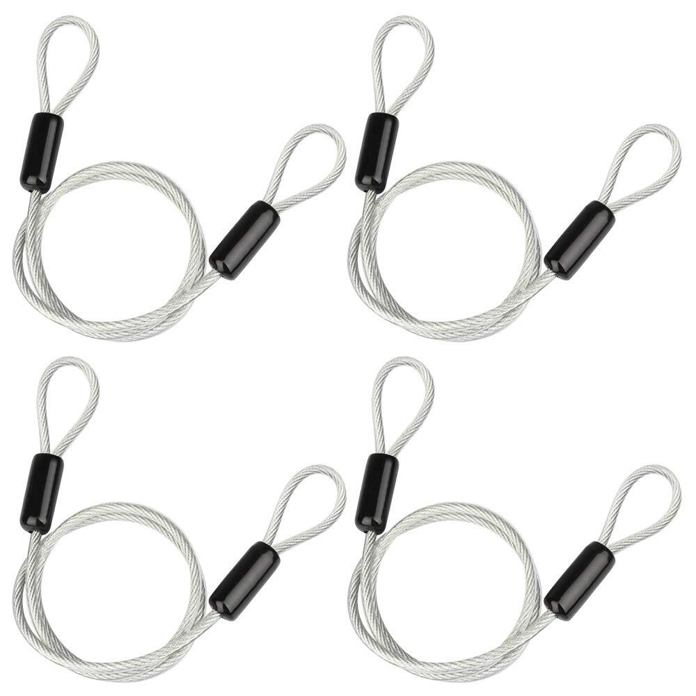 4 Pack 2-1/2 ft Security Cable Luggage Lock Safety Wire with Double Looped En...