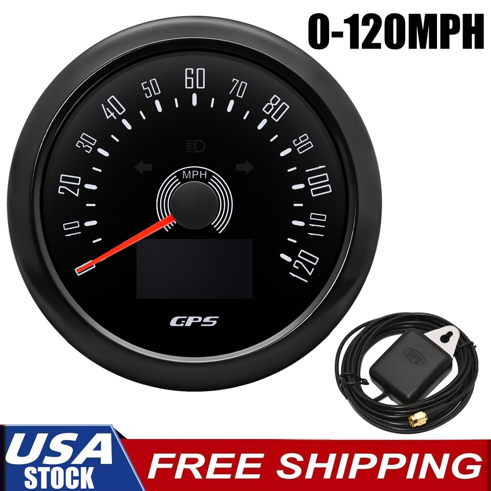 85MM Black GPS Speedometer 0-120 MPH with TRIP COG for Boats Cars Trucks ATVs