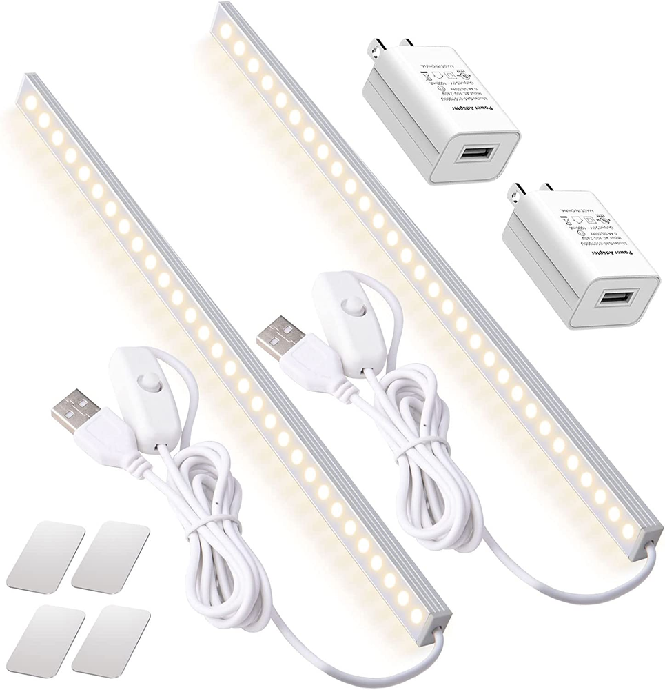 2Pack LED under Cabinet Light LED Light Bar with USB Powered under Cabinet Light