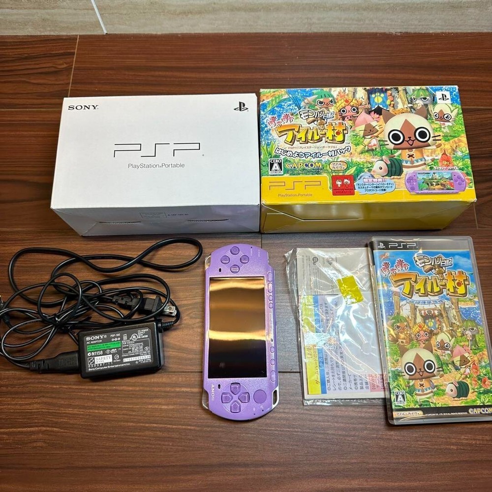 PSP 3000 Console with Let's Get Started Airou Village Pack 1572 - Portable Gaming Bundle