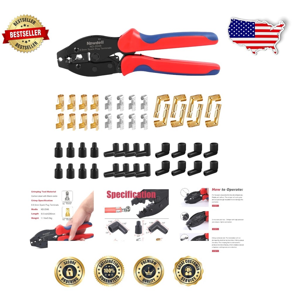 25-Pcs Ratchet Spark Plug Wire Crimper Set with Ergonomic Grip for DIYers