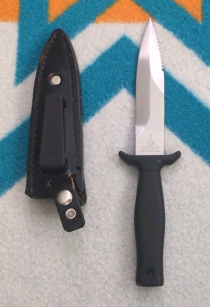 Gerber Command 1 Fixed Blade Boot Dive Knife with Sheath USA Made 5 Inch VTG C2492S