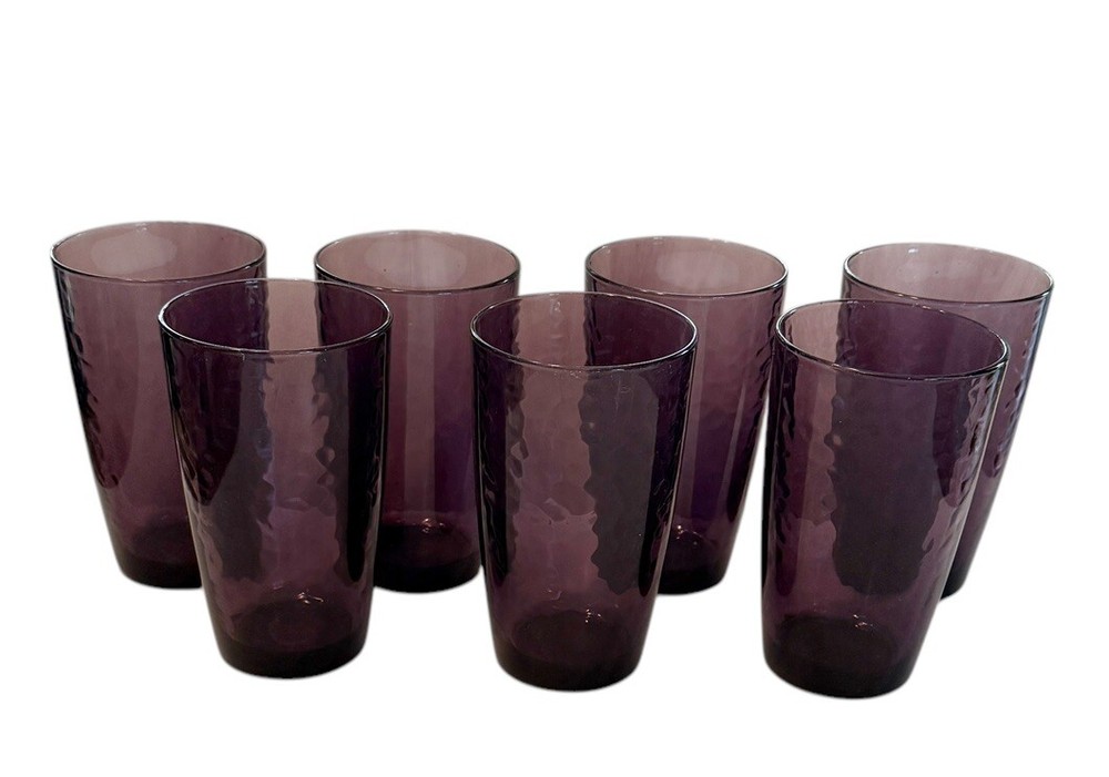 7 Vintage Bromioli Rocco Studio Palatina Purple Amethyst Tumbler Glassware 5 1/2