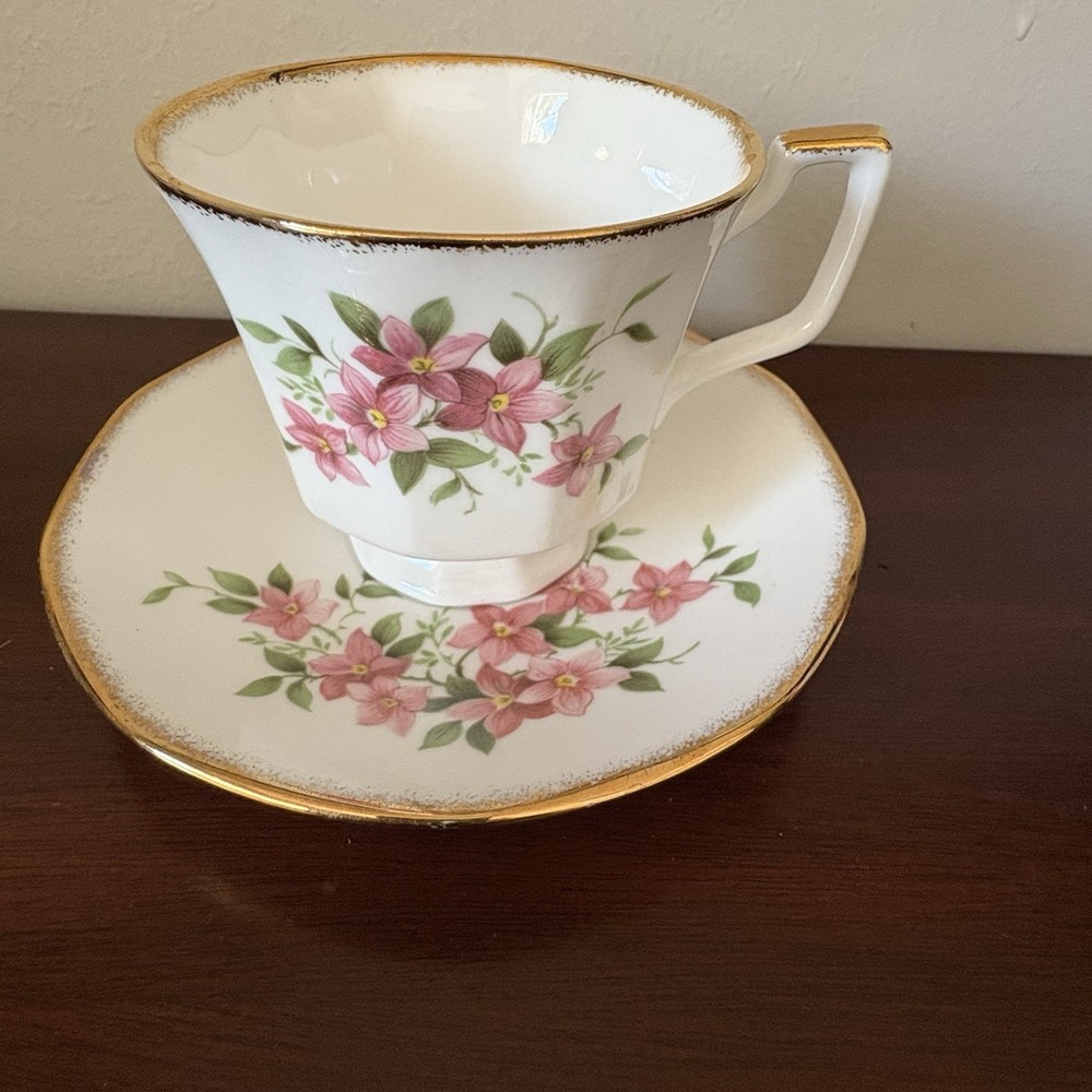 Royal Heritage Floral Gold-Rimmed Teacup & Saucer - Made in England