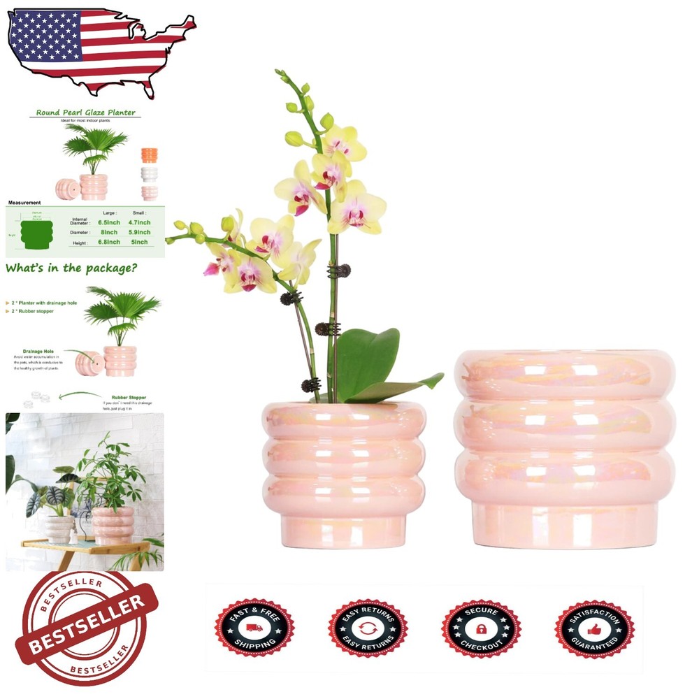 Premium Rainbow Glaze Ceramic Plant Pots - Great Gift for Succulent Lovers