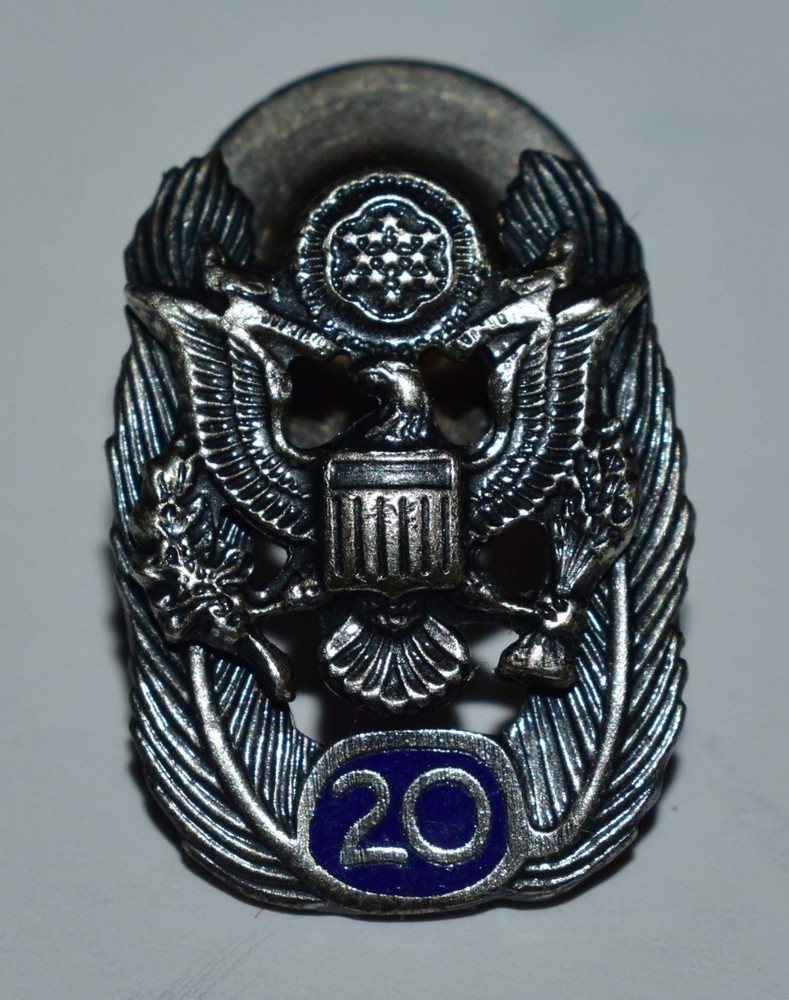 20 Year Government Service Pin Sterling Silver HLP Federal Govt. Vintage