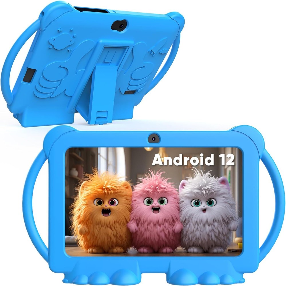 Kids Tablet 7 inch Android 12, 4GB RAM 32GB ROM, 512GB Expandable, with Blue