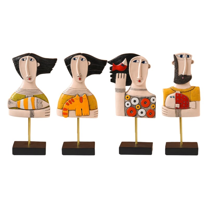 Abstract Human Face Statues Resin Sculpture Decor for Creative Colorful Women Fa