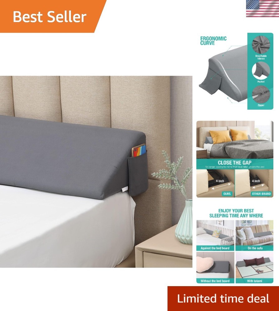 King Bed Wedge Pillow/Headboard Pillow Wedge/Mattress Gap Filler Wedge,Bed Ga...