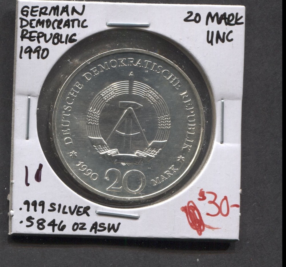 1990- German Democratic Republic - 20 Mark- UNC