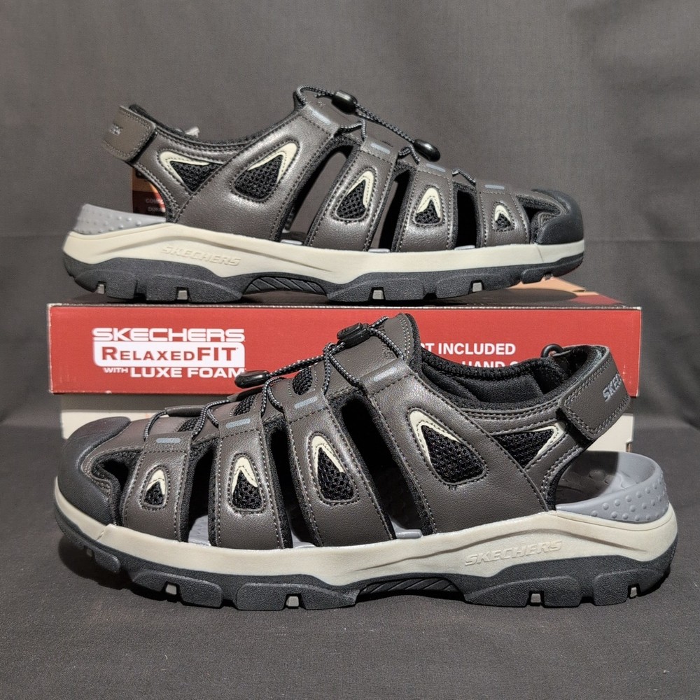 Skechers Tresmen Outseen Mens Grey Vegan Sandals Size 12 Relaxed Fit Luxe Foam