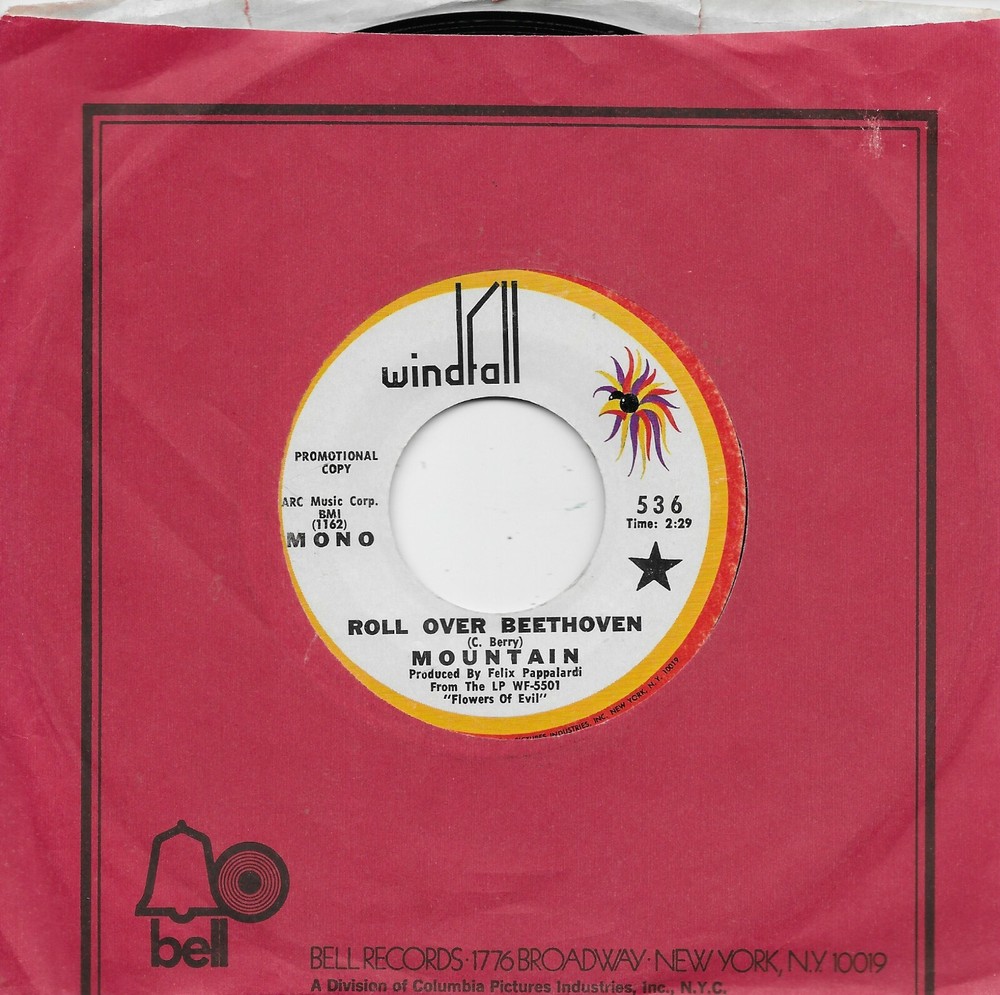 MOUNTAIN  Roll Over Beethoven / Crossroader  rare promo 45 from 1971-image