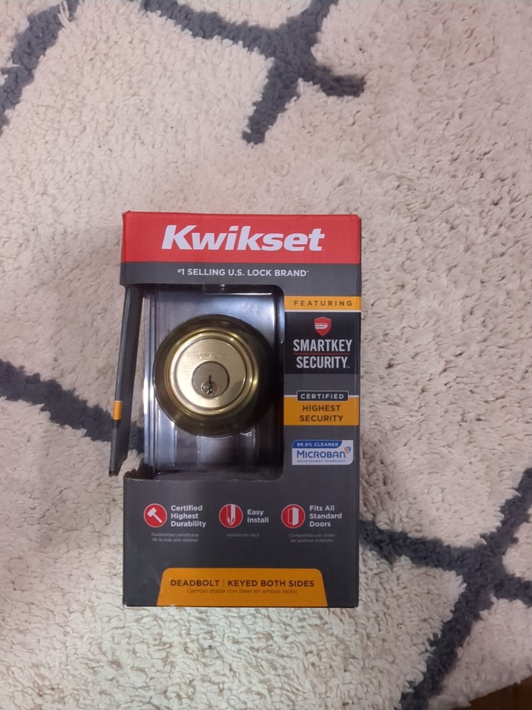 Kwikset 99850-071 Polished Brass Keyed Entry Double Cylinder Door Deadbolt