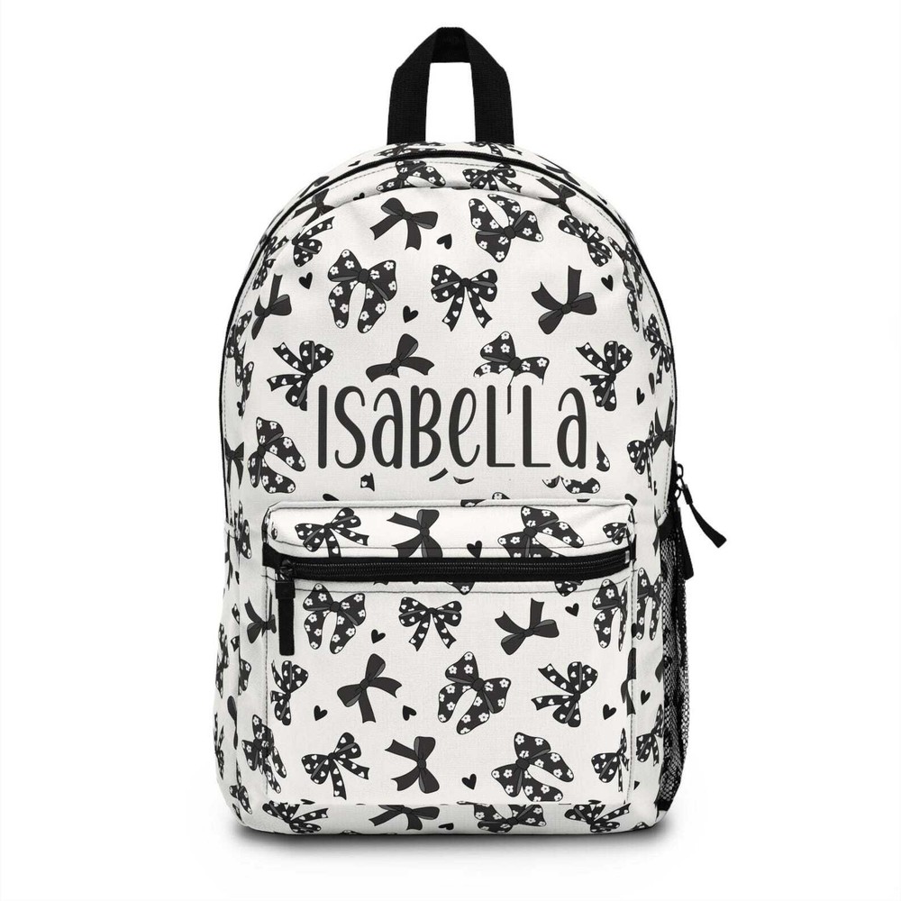 Personalized Black Bow Preppy Backpack for Girls Toddler School Bag  -image