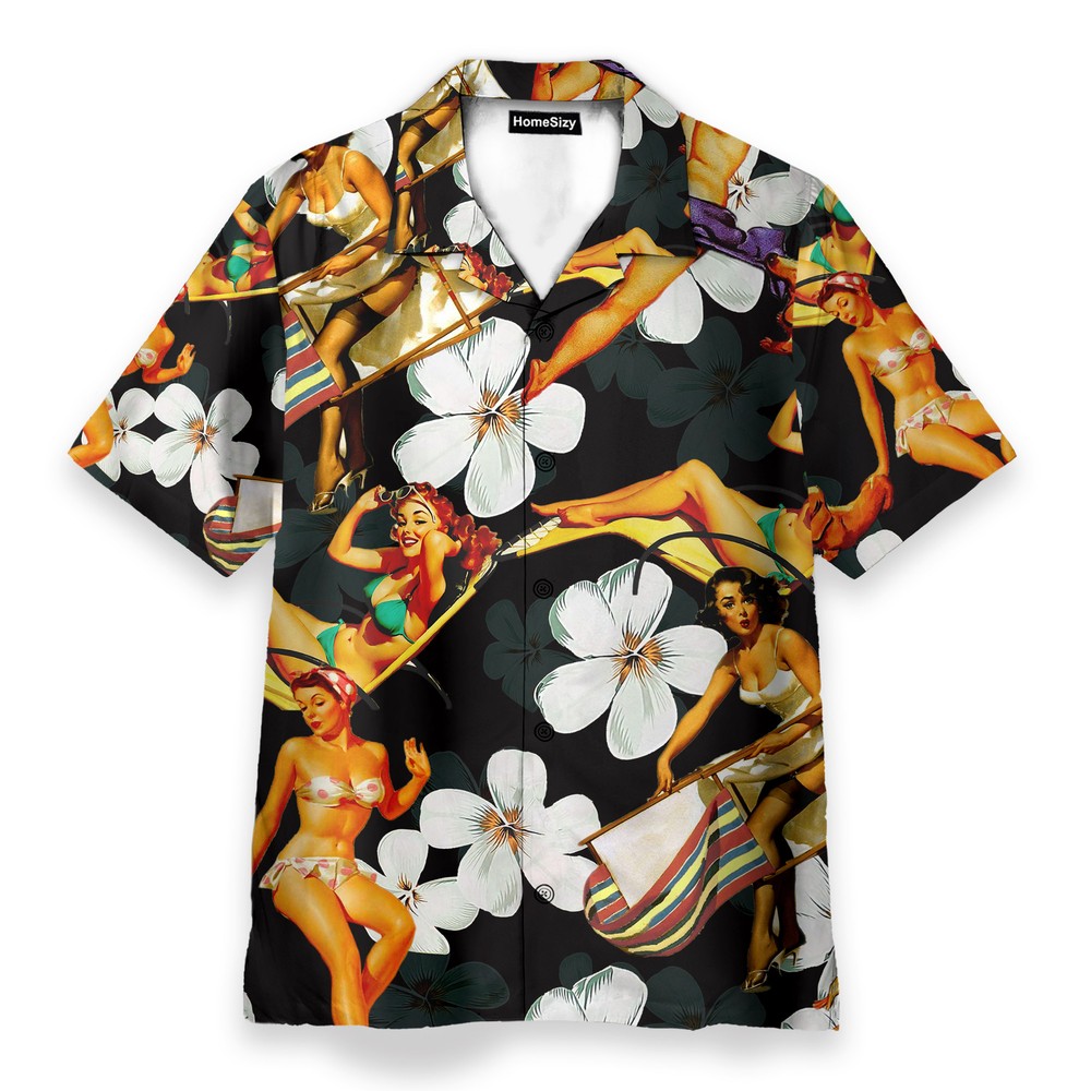 Flower Girls Mens Buttons Up Shirts   Hawaiian Shirt Beach Shorts